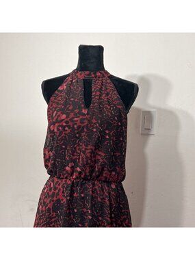 Lily Star Dress Medium Black Red High Low Keyhole